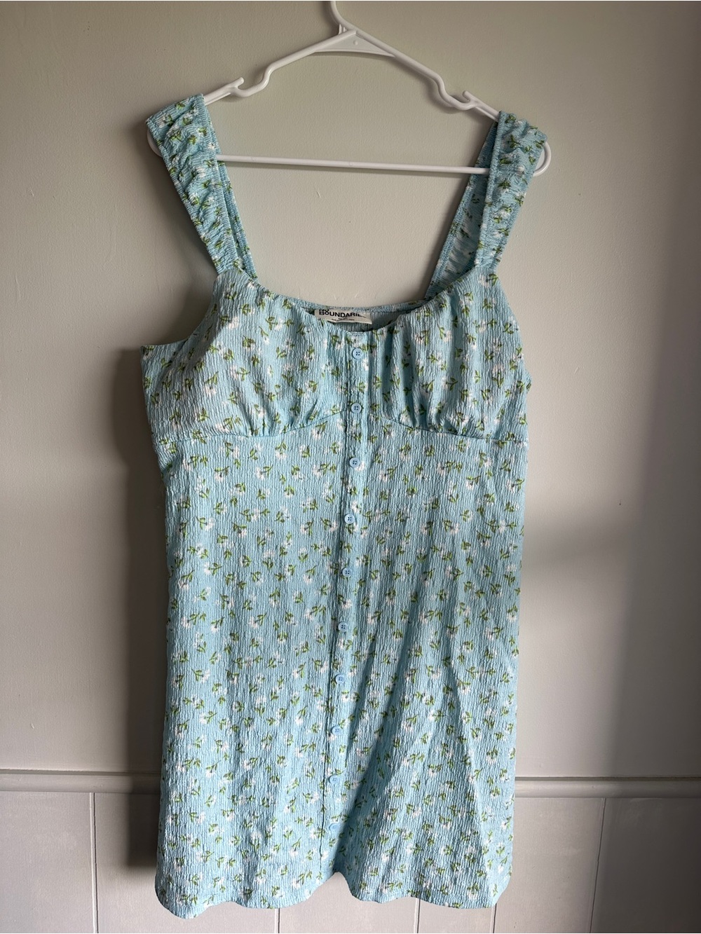 No Boundaries Floral Dress Blue Ditsy Mini Ruched Sundress XXL 20